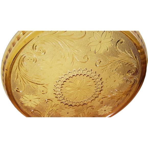 Amber Depression Decorative Glass Tray Plate 10.5" - Picture 4 of 7